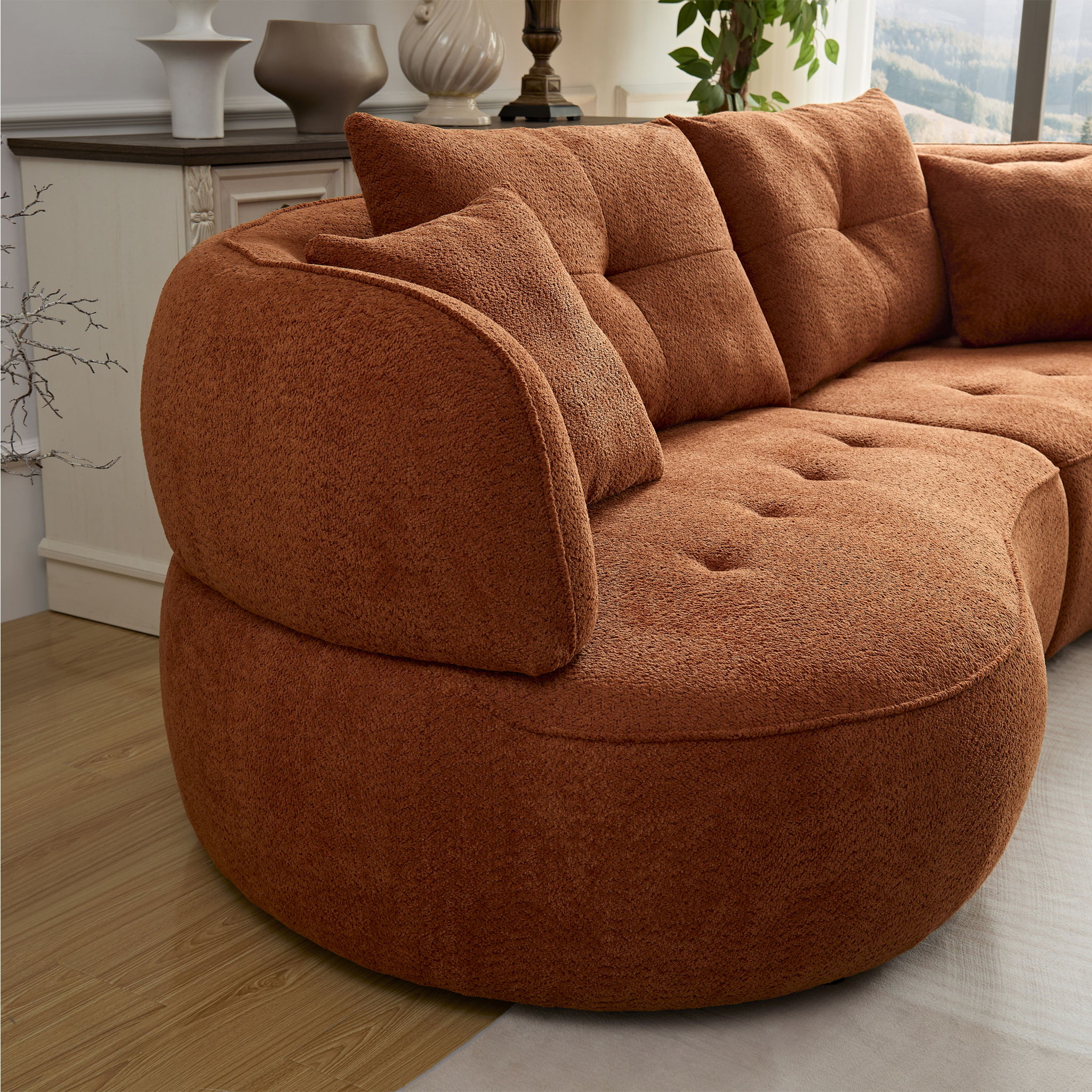 Modular Sofa, Durable Fabric, Solid Wood Frame, High Density Sponge Padding, Seating For 4