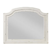 ACME Jaqueline - Mirror - Light Gray Linen & Antique White Finish | Meri Furniture