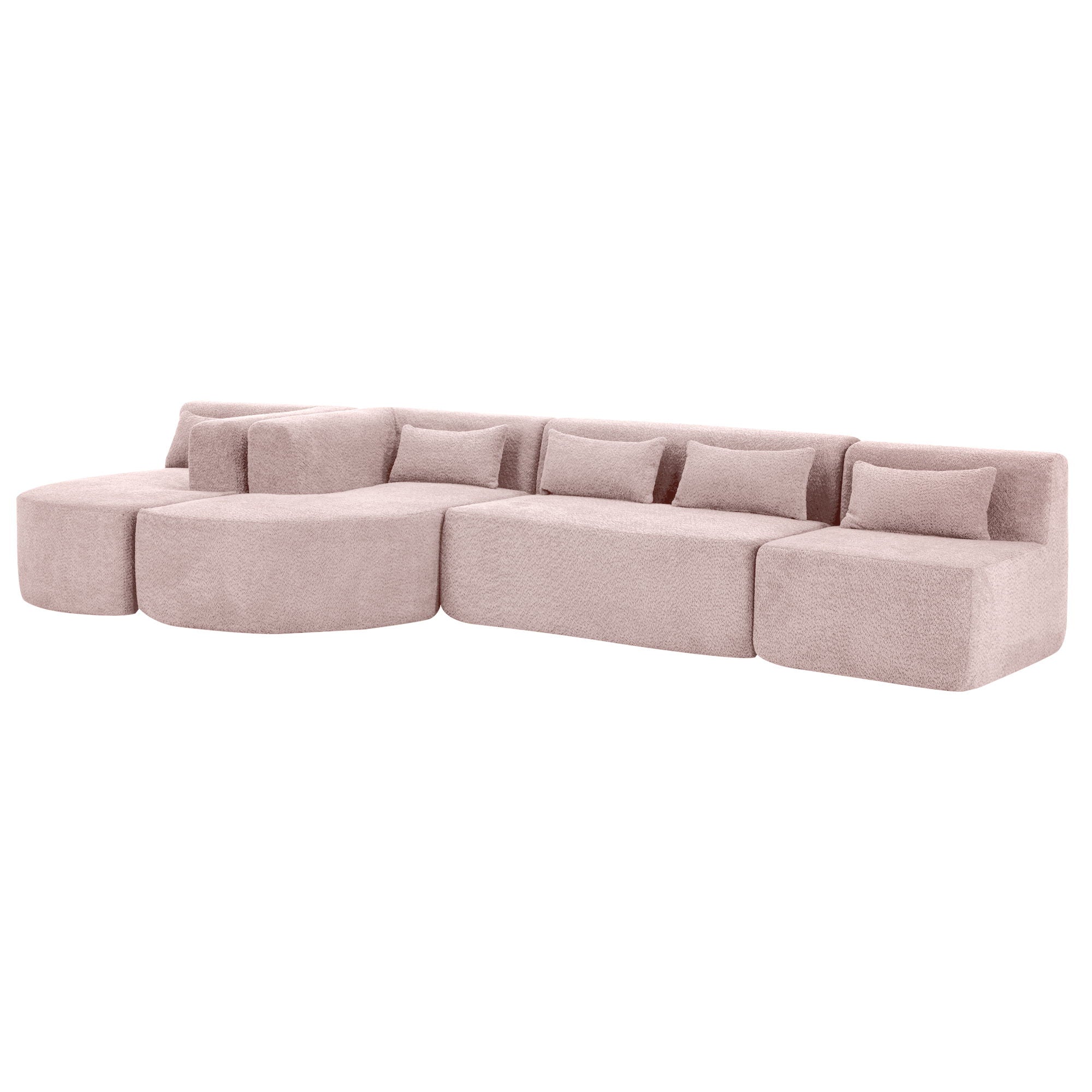 Upholstered Sofa Free Combined Sofa Couch With 2 Chaise Lounge And Five Back Pillows For Living Room