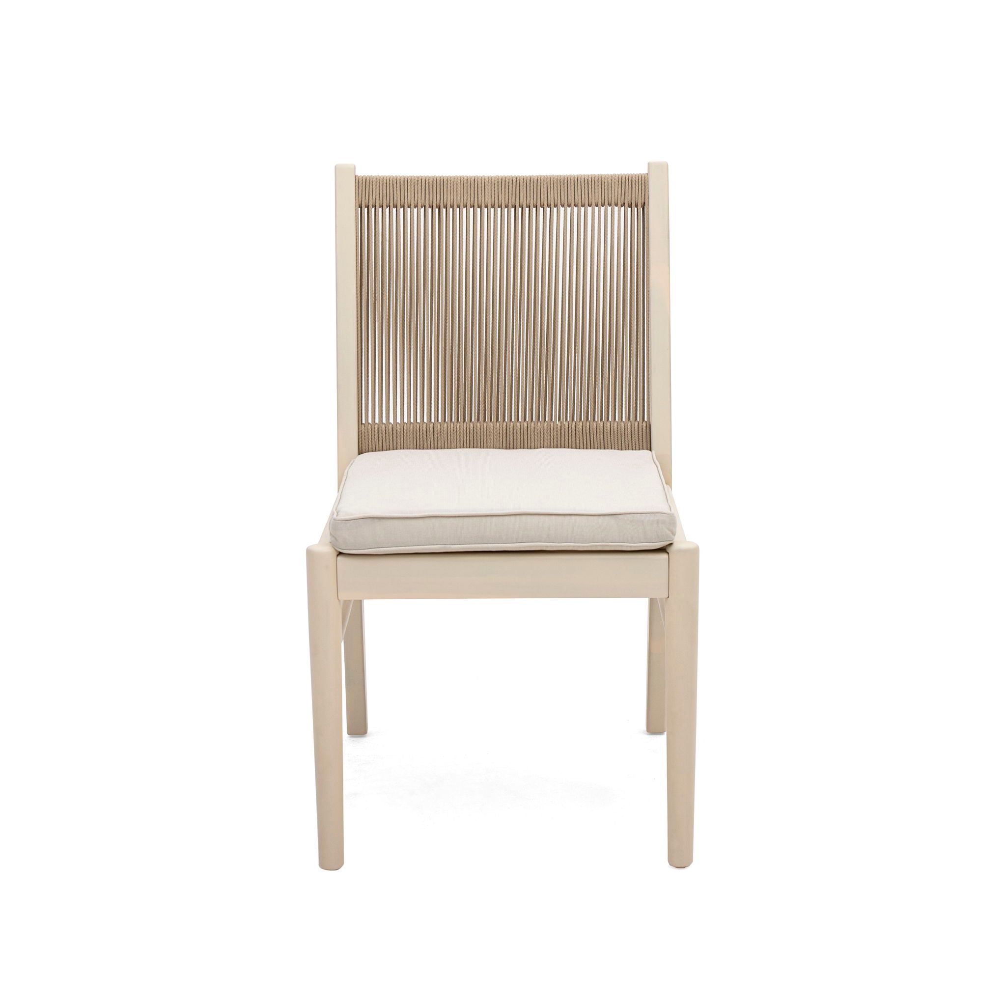 Cordoba - Dining Chair (Set of 2) With Acacia Wood Frame And Water Repellent Fabric - Beige / Yellow
