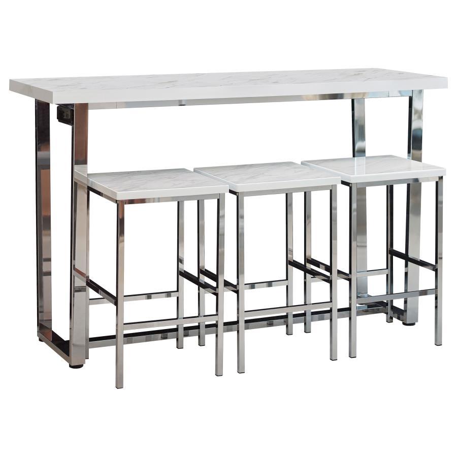 Coaster Fine Furniture Marmot - 4 Piece Rectangular Counter Height Table Set - Chrome | Meri Furniture
