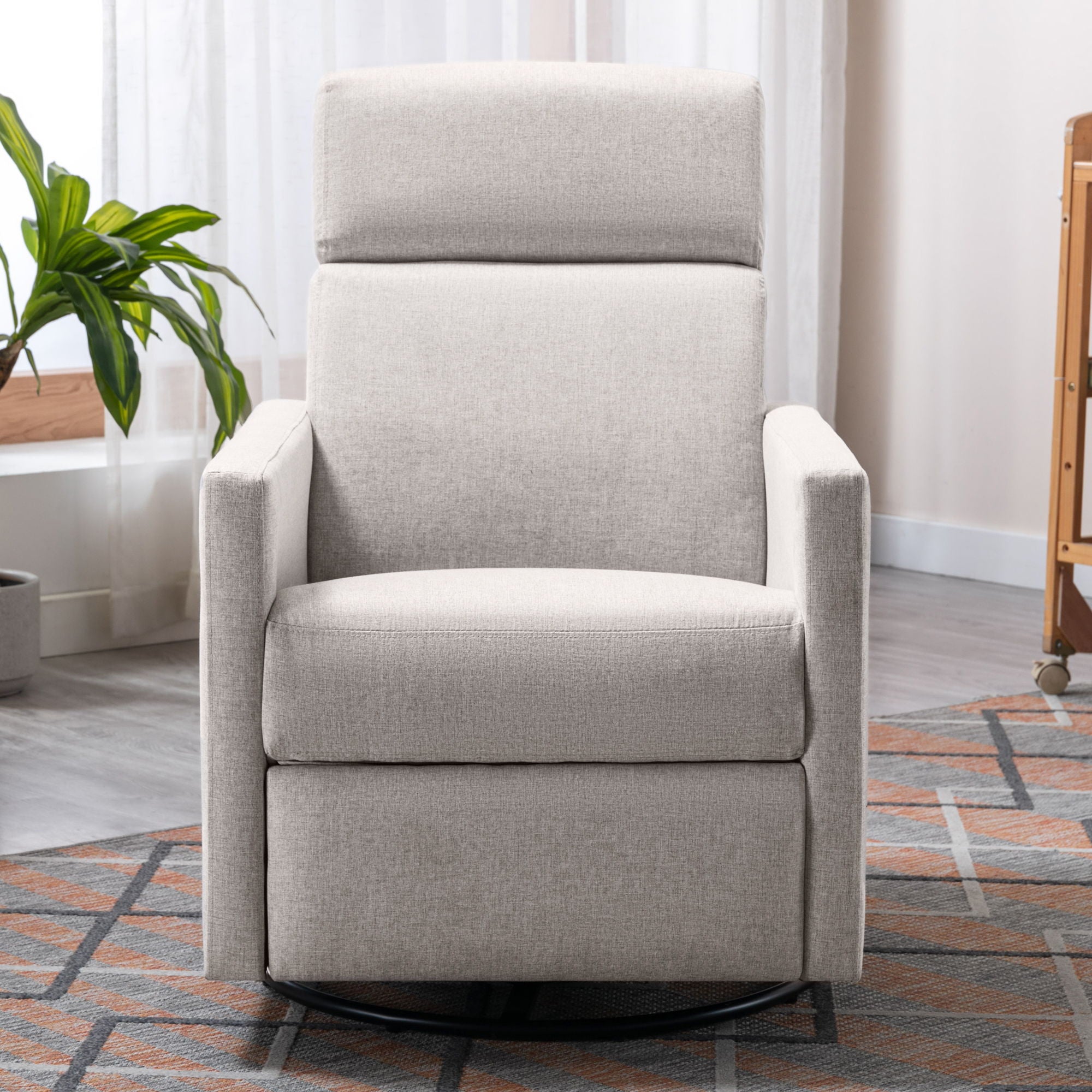 Modern Upholstered Rocker Nursery Chair Plush Seating Glider Swivel Recliner Chair