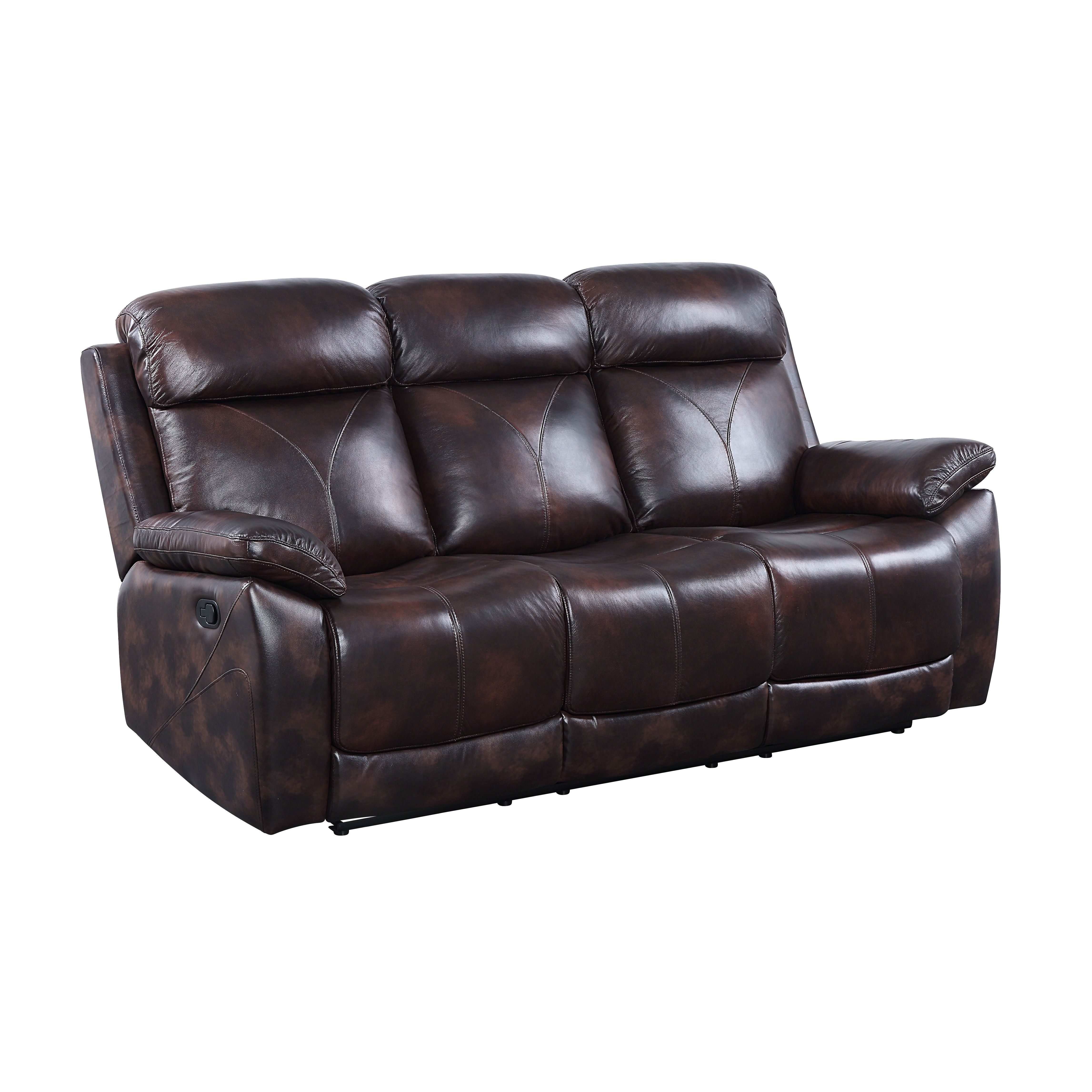 ACME Perfiel - Sofa - 2 Tone Dark Brown Top Grain Leather | Meri Furniture