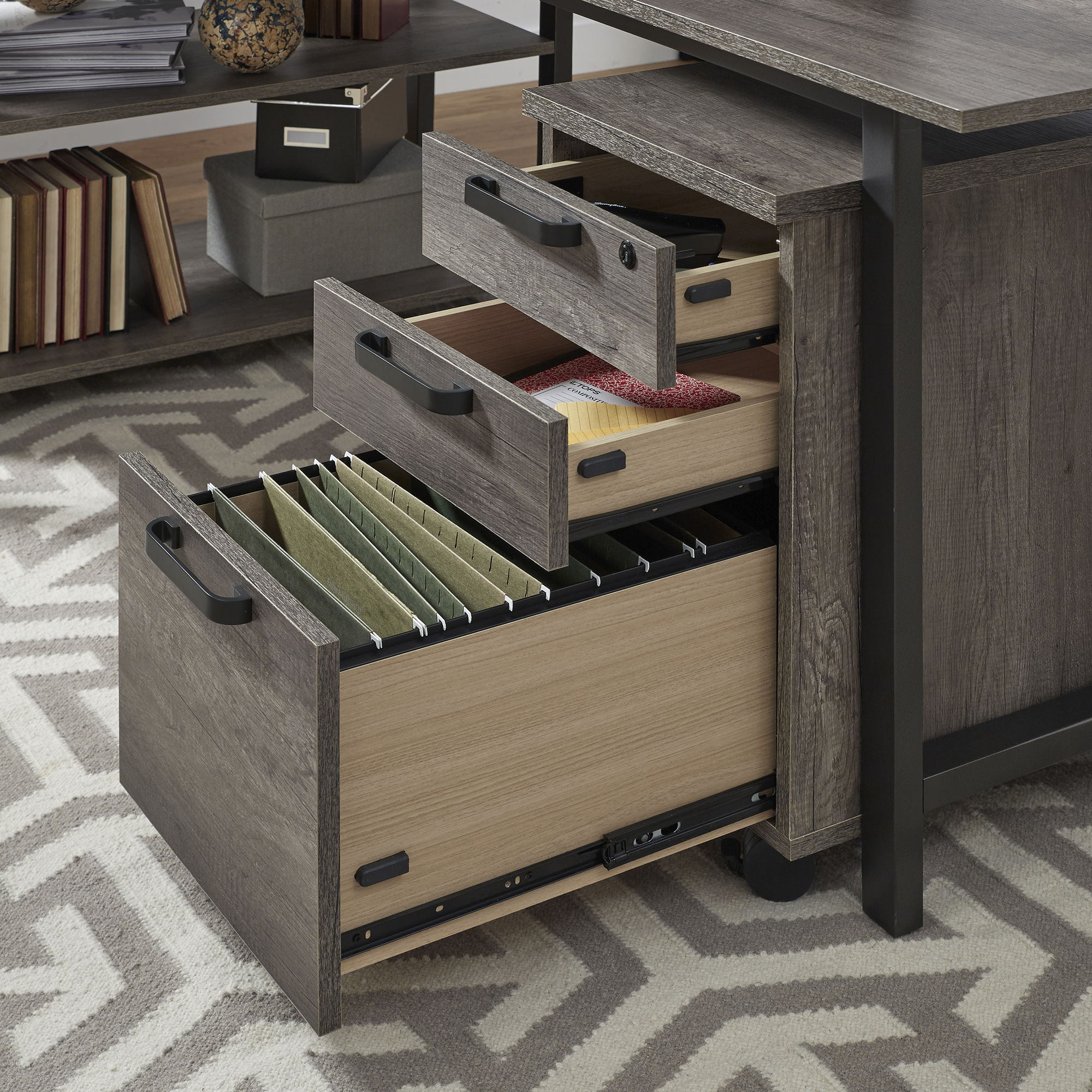 Liberty Furniture Tanners Creek - 2 Piece Home Office Desk Set - Dark Gray | Meri Furniture