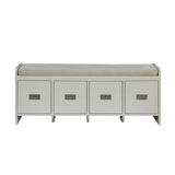 Berci - Bench - Beige Fabric & White