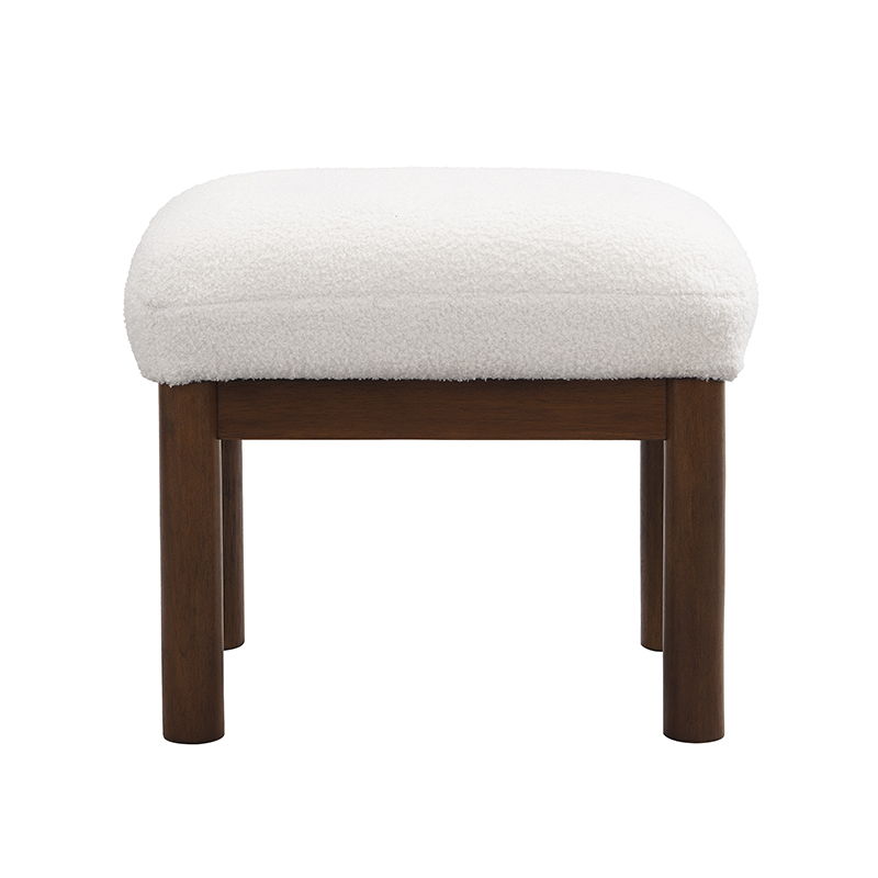 Modern Accent Chair With Ottoman, Mid Century Lounge Chair With Footrest, Comfy Fabric Armchair Upholstered Set With Solid Wood Frame For Living Room - White