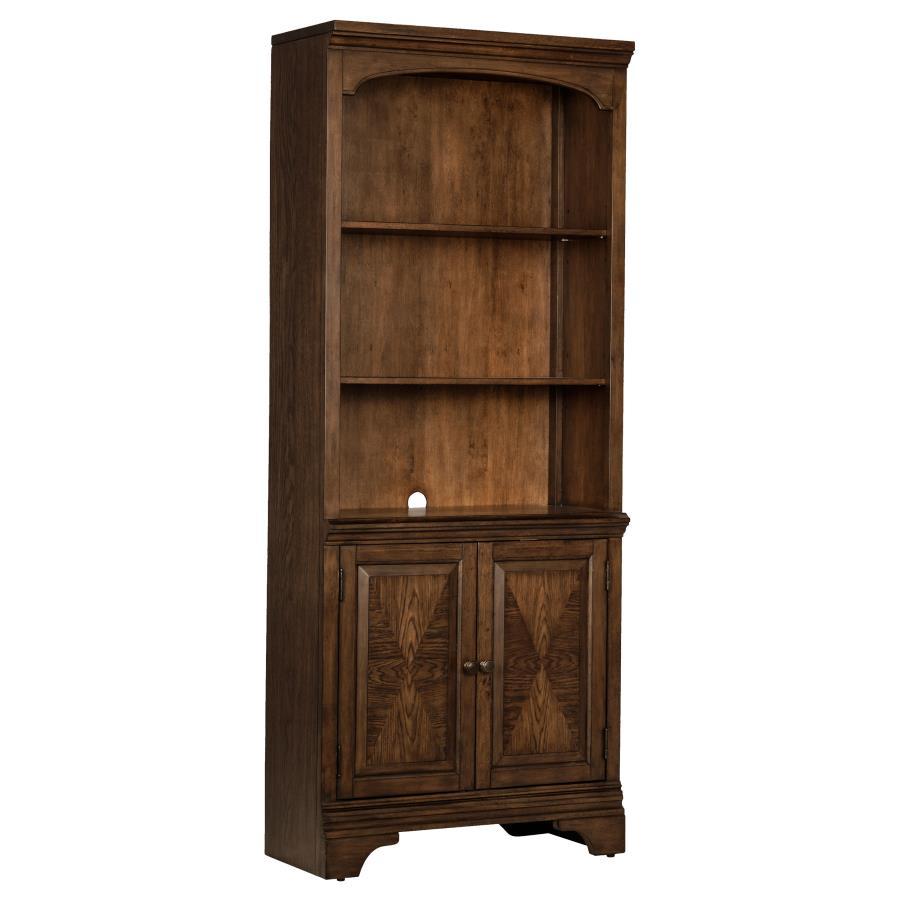 Coaster Fine Furniture Hartshill - 3-Shelf Cabinet Bookcase - Burnished Oak | Meri Furniture