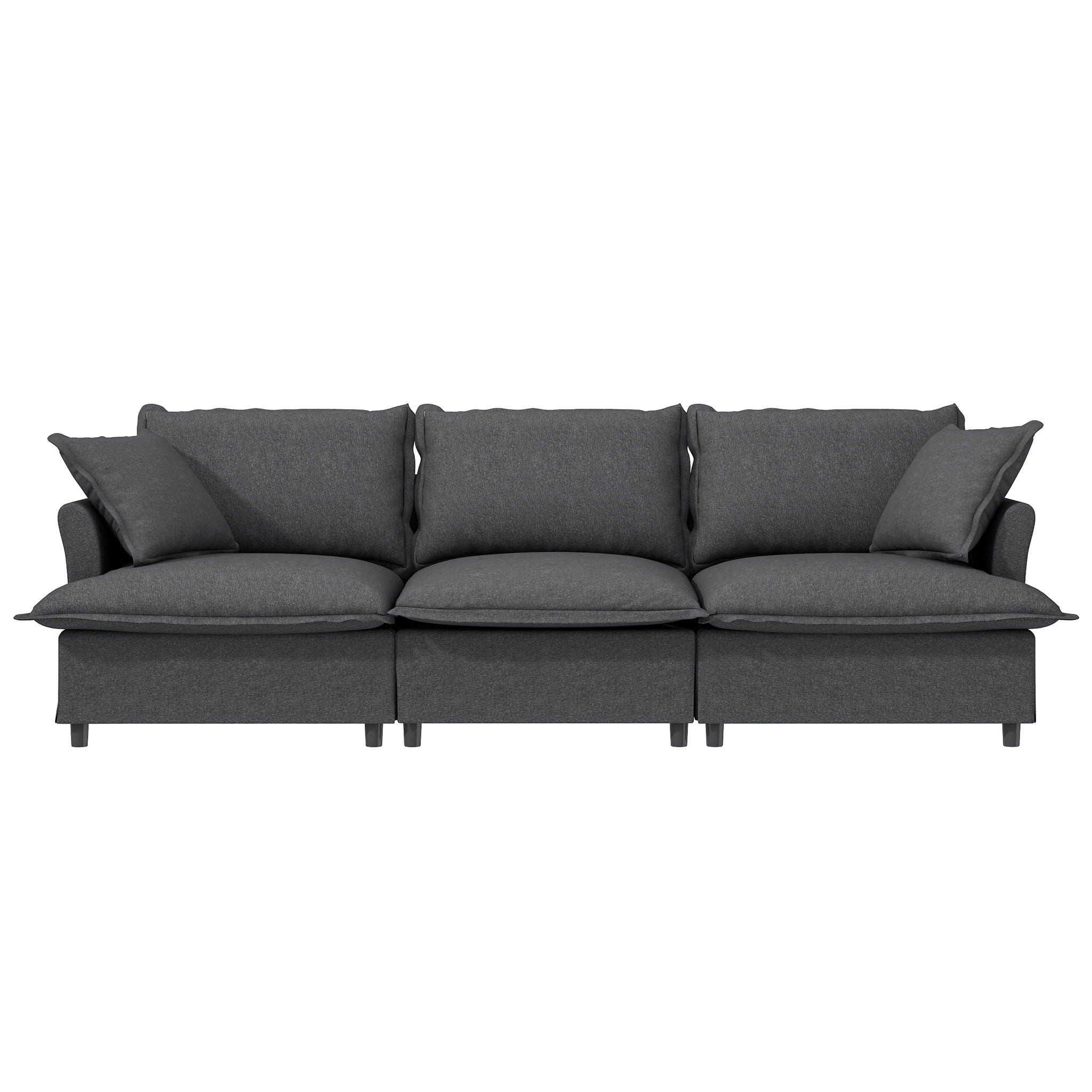 3 Seat Sofa Module For Modular Sectional Wide Seat Cloud Couch With Throw Pillows Upholstered
