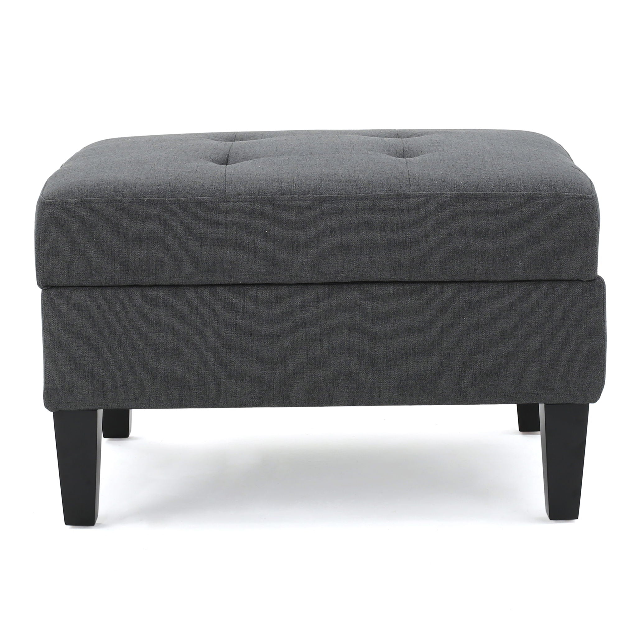 Storage Ottoman With Birch Wood Legs And Cushioned Top For Comfort