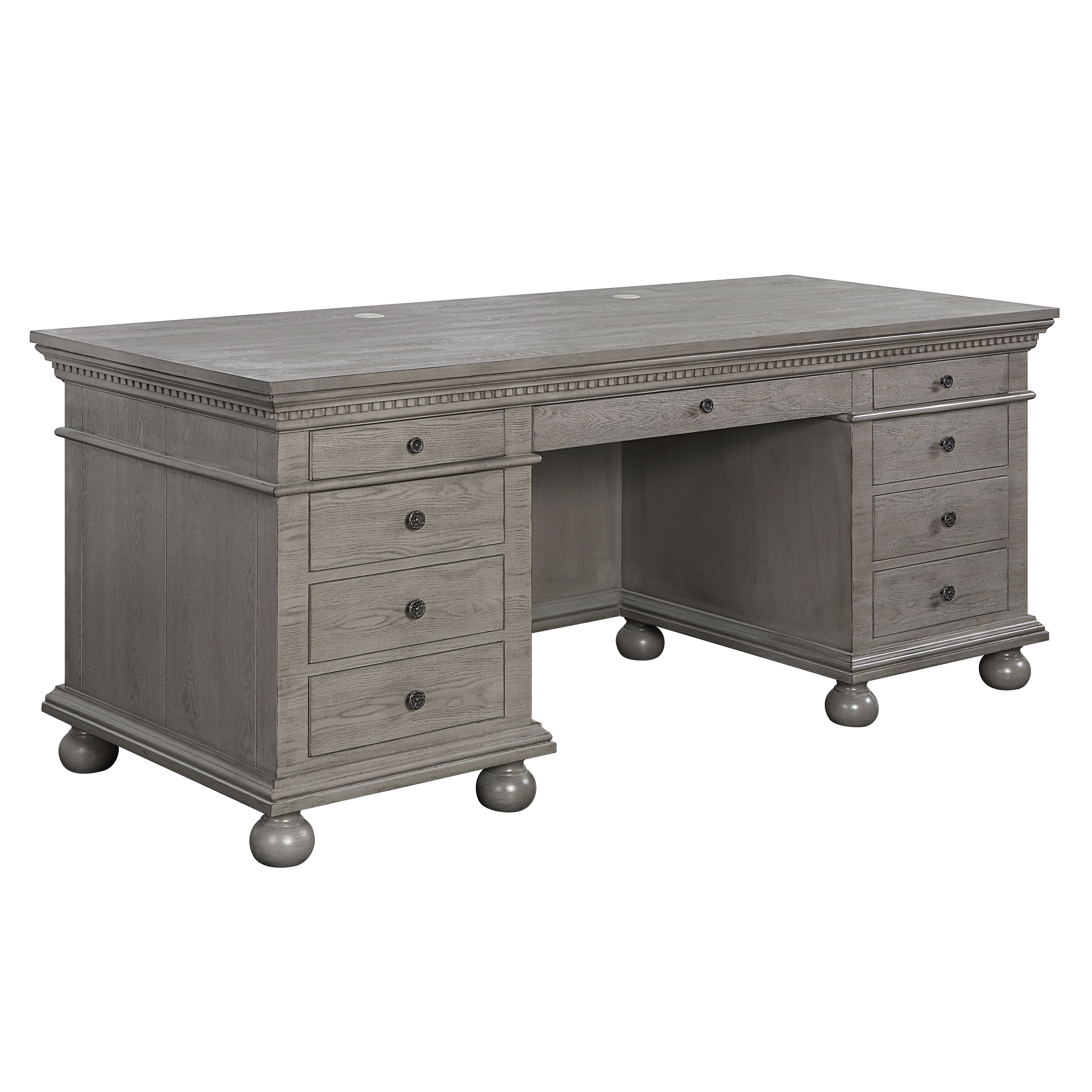 ACME Executive Office Desk with Drawer Top: Cord Management Cover Wooden Bun Round Leg | Meri Furniture