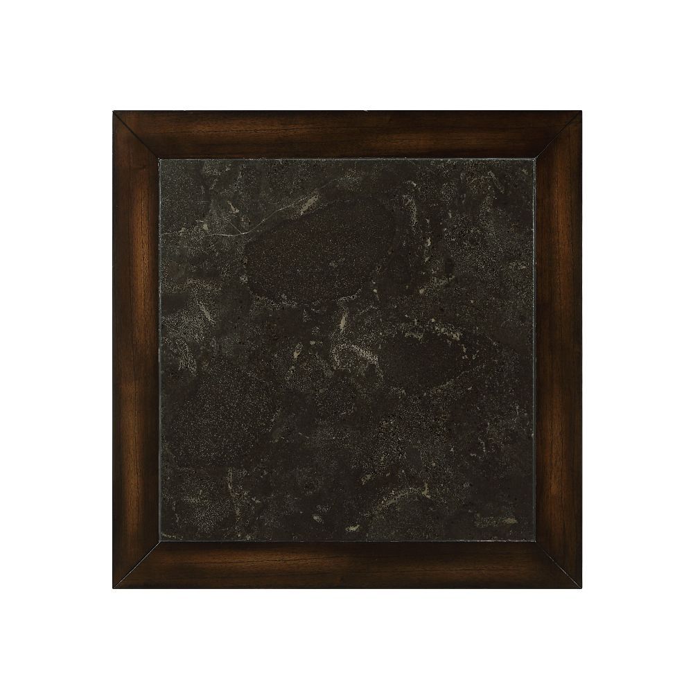ACME Cilnia - End Table - Marble & Walnut | Meri Furniture