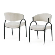 Contemporary Upholstered Dining Chairs With Metal Legs (Set of 2)