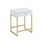 Coleen - Accent Table - White & Brass