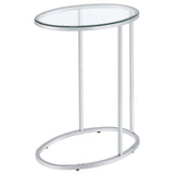 Kyle - Oval Glass Top C-Shaped Sofa Side Table - Chrome