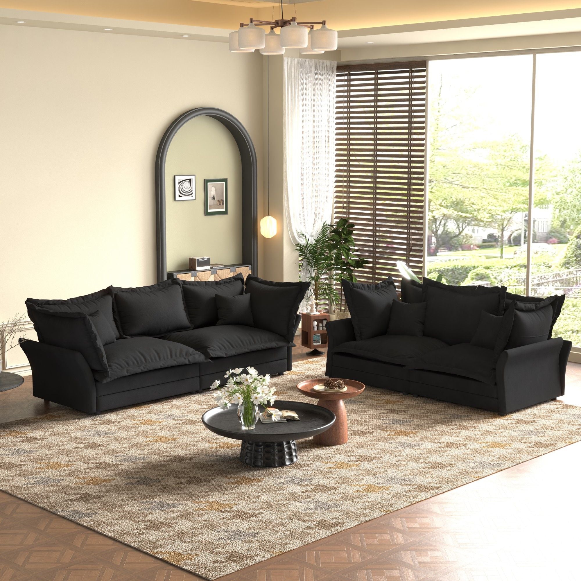 Modern Comfy Upholstered Sofa Cloud Couch, Deep Seat Couches With Multiple Large Soft Pillows