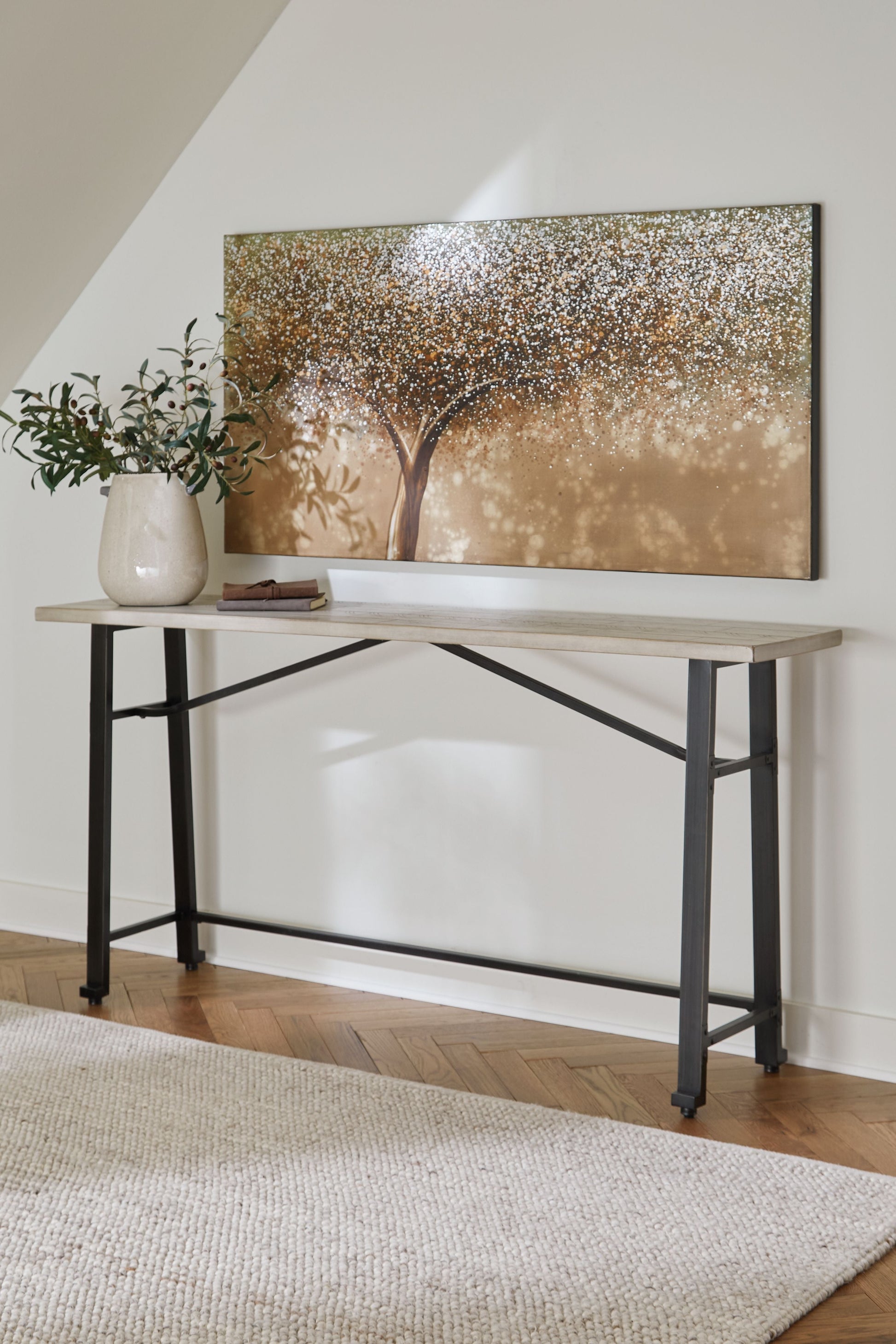 Signature Design by Ashley® Karisslyn - Whitewash / Black - Long Counter Table | Meri Furniture