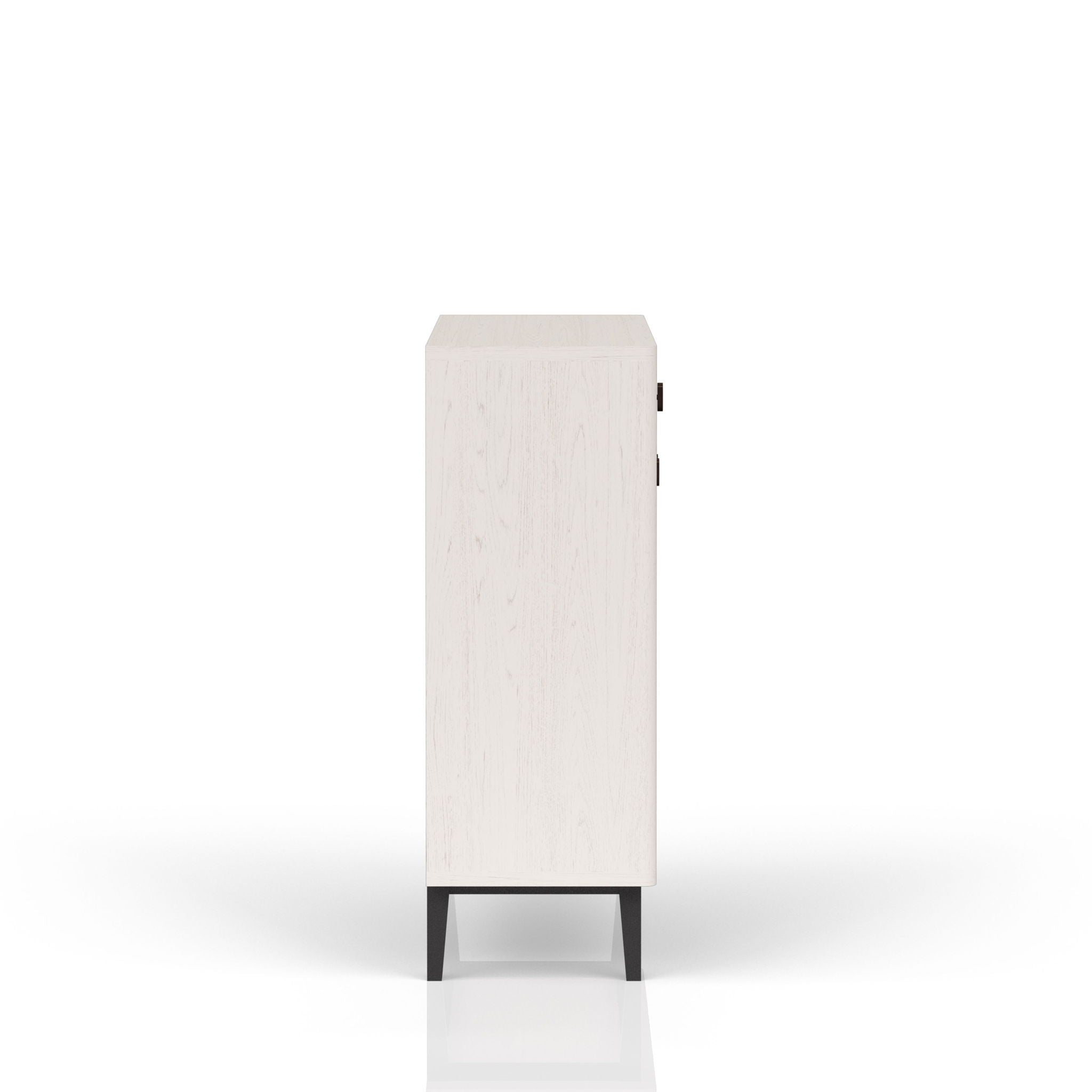 Contemporary Bar Cabinet With Large Storage - White / Pecan