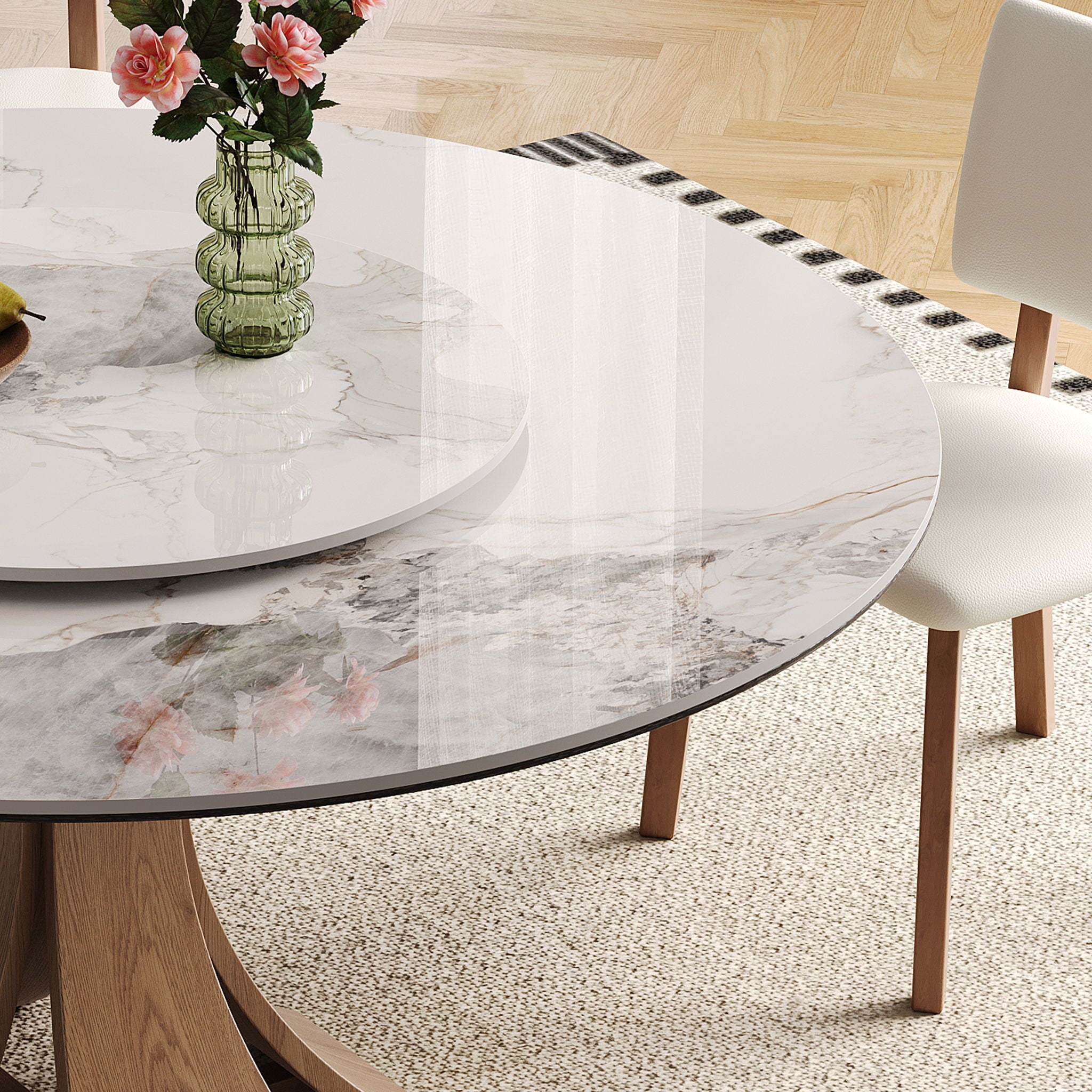 Dining Table With 35" Turntable, Seats 6 - 8 - White