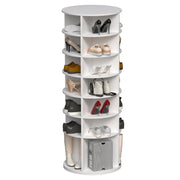 6 Tier Spinning Shoe Rack, Free Standing, 360° Revolving Shoe Organizer - White