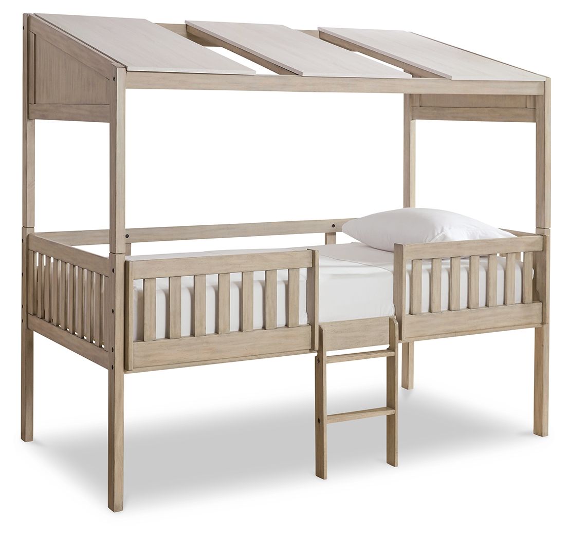 Signature Design by Ashley® Wrenalyn - White / Brown / Beige - Twin Loft Bed With Roof Panels | Meri Furniture