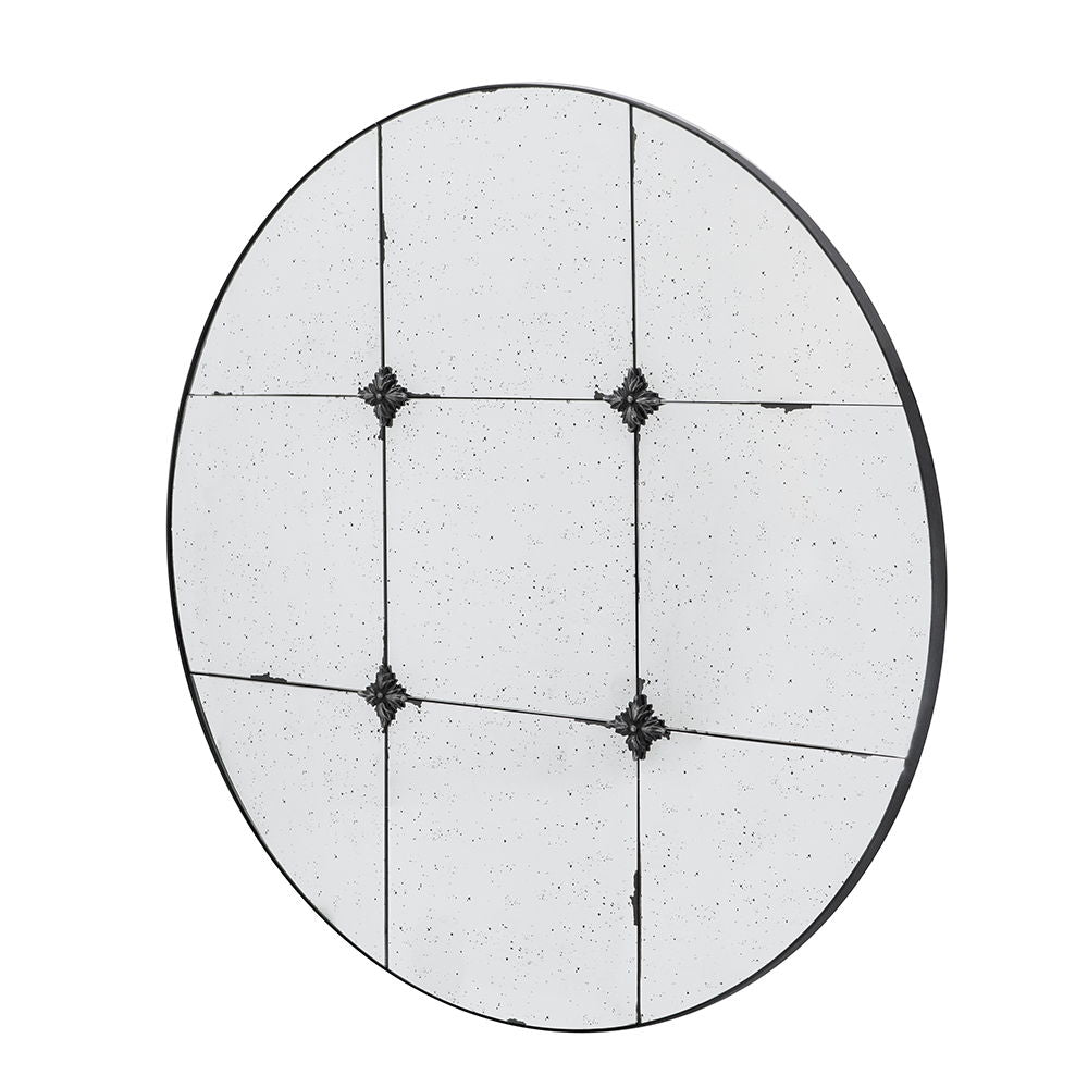 Traditional Decor Style Round Antique Glass Wall Mirror, Wall Decor For For Bathroom Entryway Console Lean Against Wall - Black