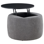 Coaster Fine Furniture Tesoro - Round Upholstered Lift Top Storage Ottoman - Gray | Meri Furniture