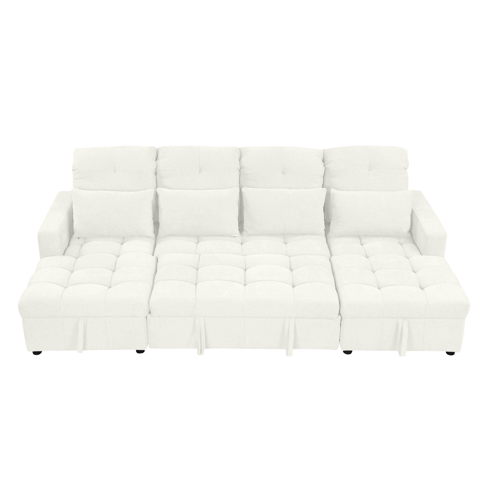 Oversized U-Shaped Versatile Sectional, Pull-Out Sofa Bed With Double Storage Chaise Lounges And 2 USB Ports For Living Room