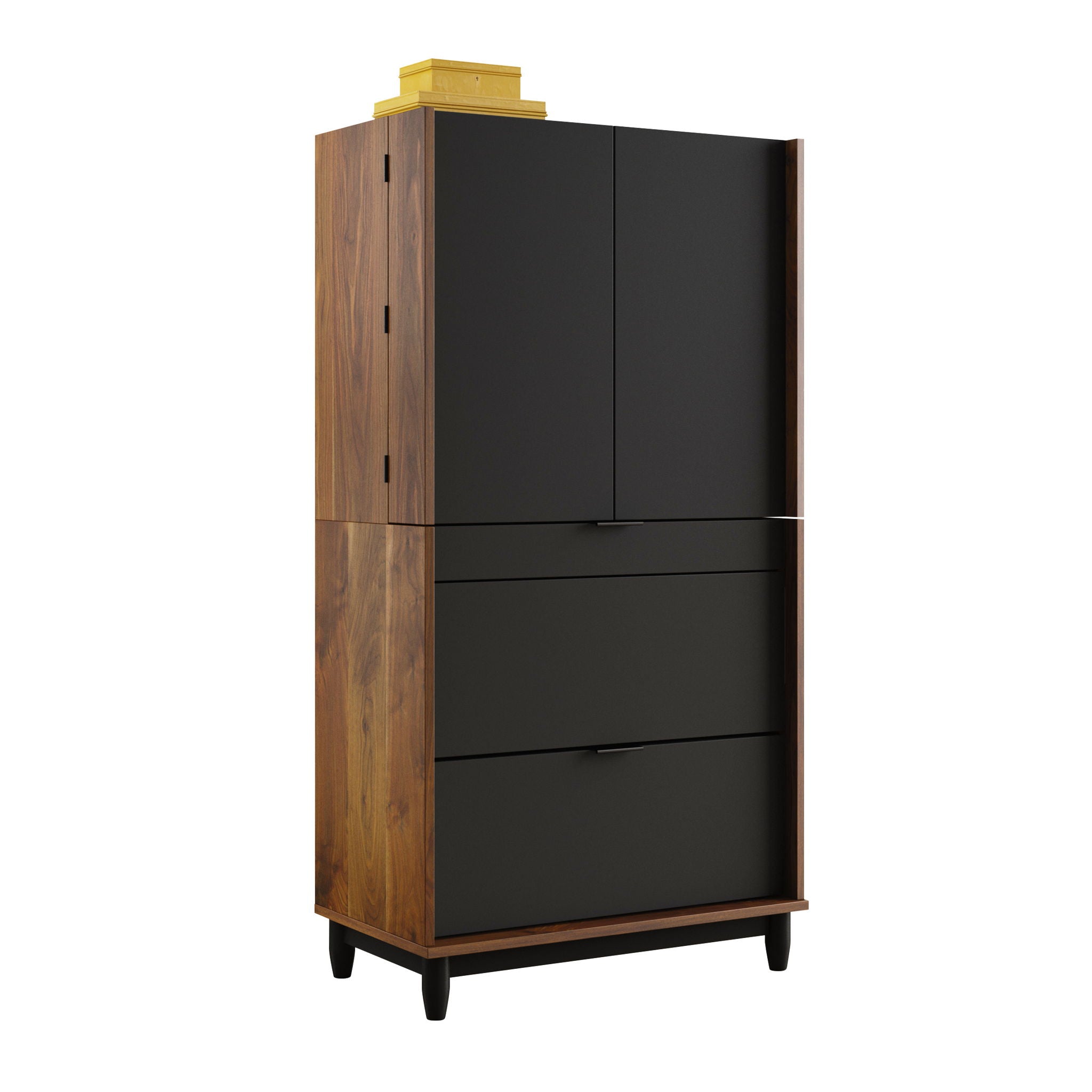 Computer Cabinet with Storage in Grand Walnut