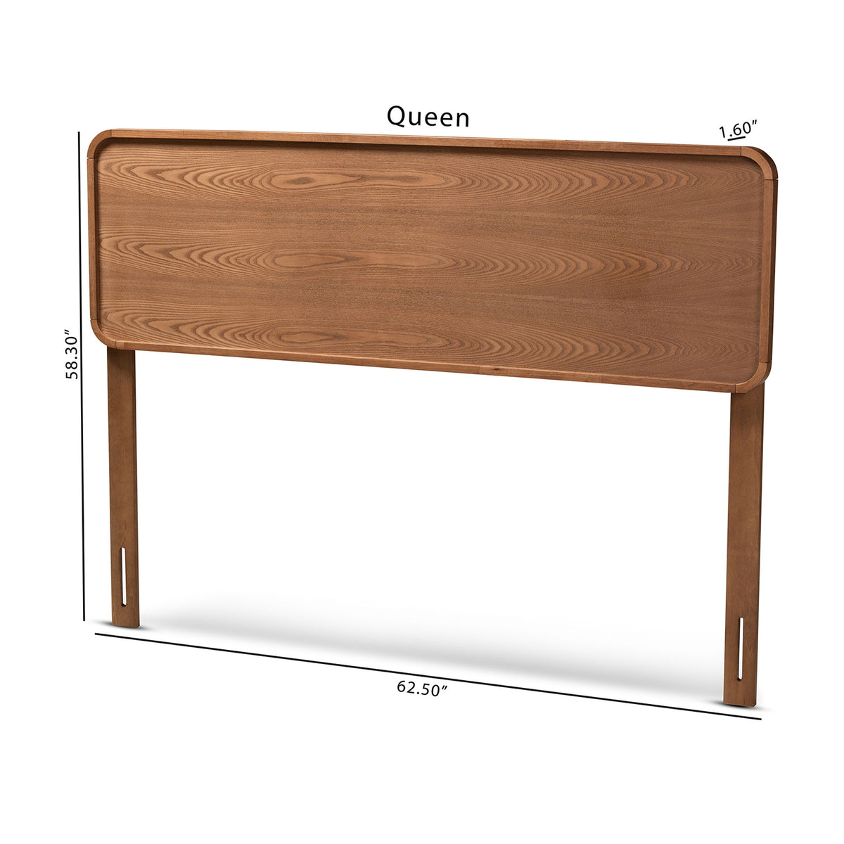 Mailene Mid-Century Modern Walnut Brown Finished Wood Queen Size Headboard