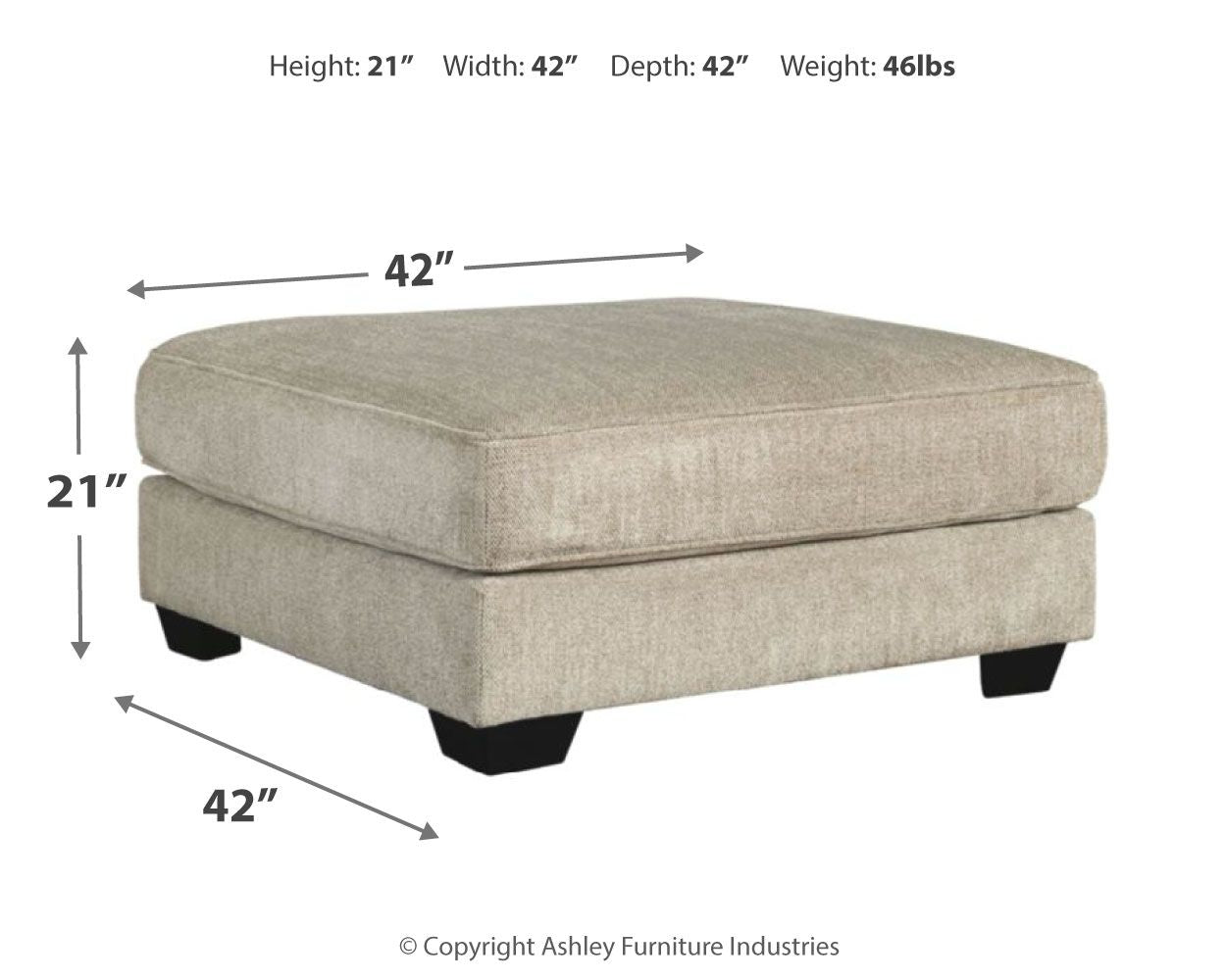 Ashley Furniture Ardsley - Pewter - Oversized Accent Ottoman | Meri Furniture