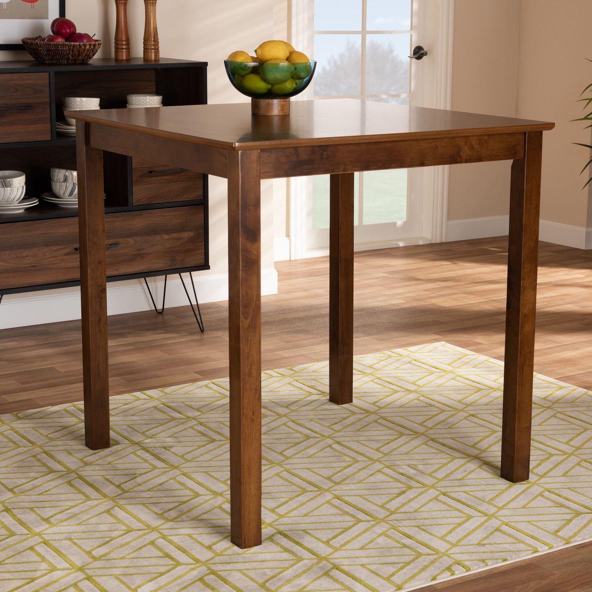 LeNoir Modern and Contemporary Walnut Brown Finished Wood Counter Height Pub Table