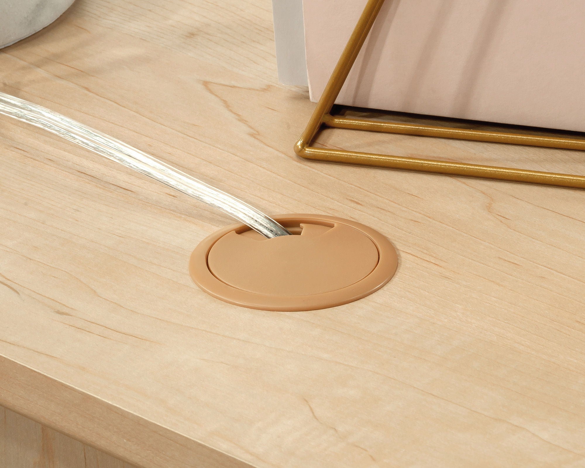 Executive Desk with Storage in Natural Maple