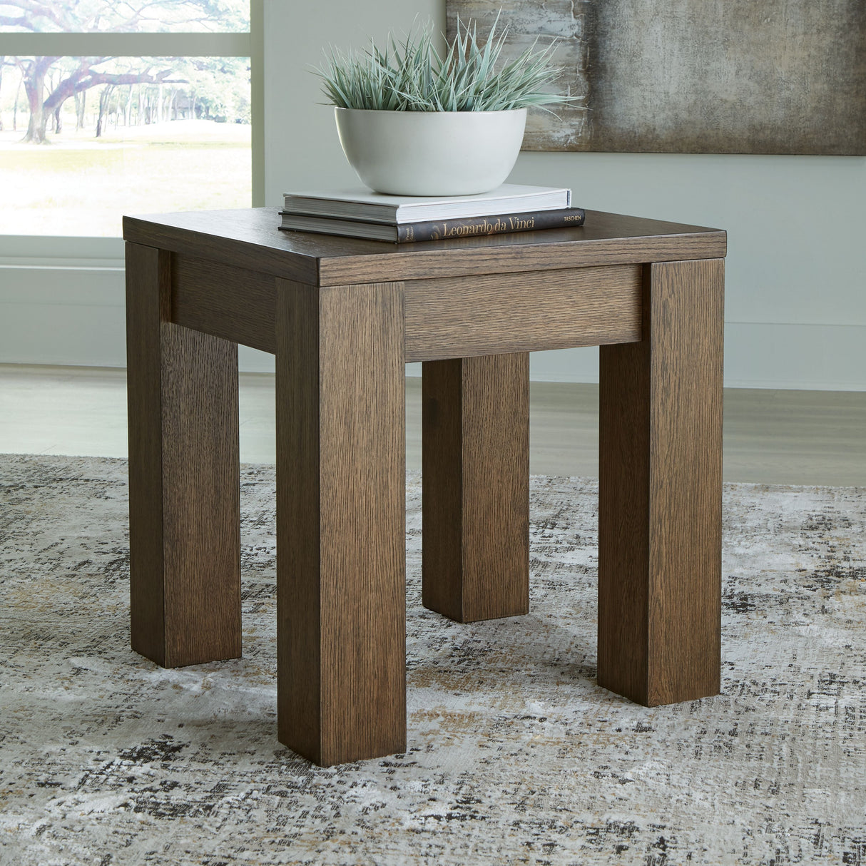 Signature Design by Ashley® Rosswain - Warm Brown - Square End Table | Meri Furniture