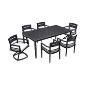Outdoor Modern Dining Set, Chairs Sunbrella Cushioned And Dining Table With Umbrella Hole