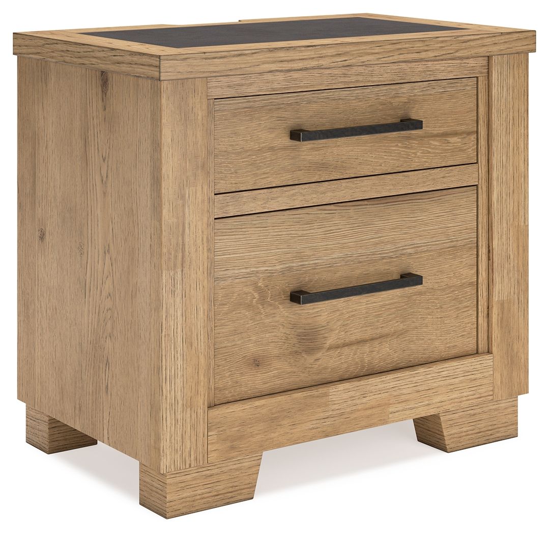 Signature Design by Ashley® Galliden - Light Brown - Two Drawer Night Stand | Meri Furniture
