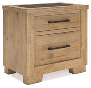 Signature Design by Ashley® Galliden - Light Brown - Two Drawer Night Stand | Meri Furniture