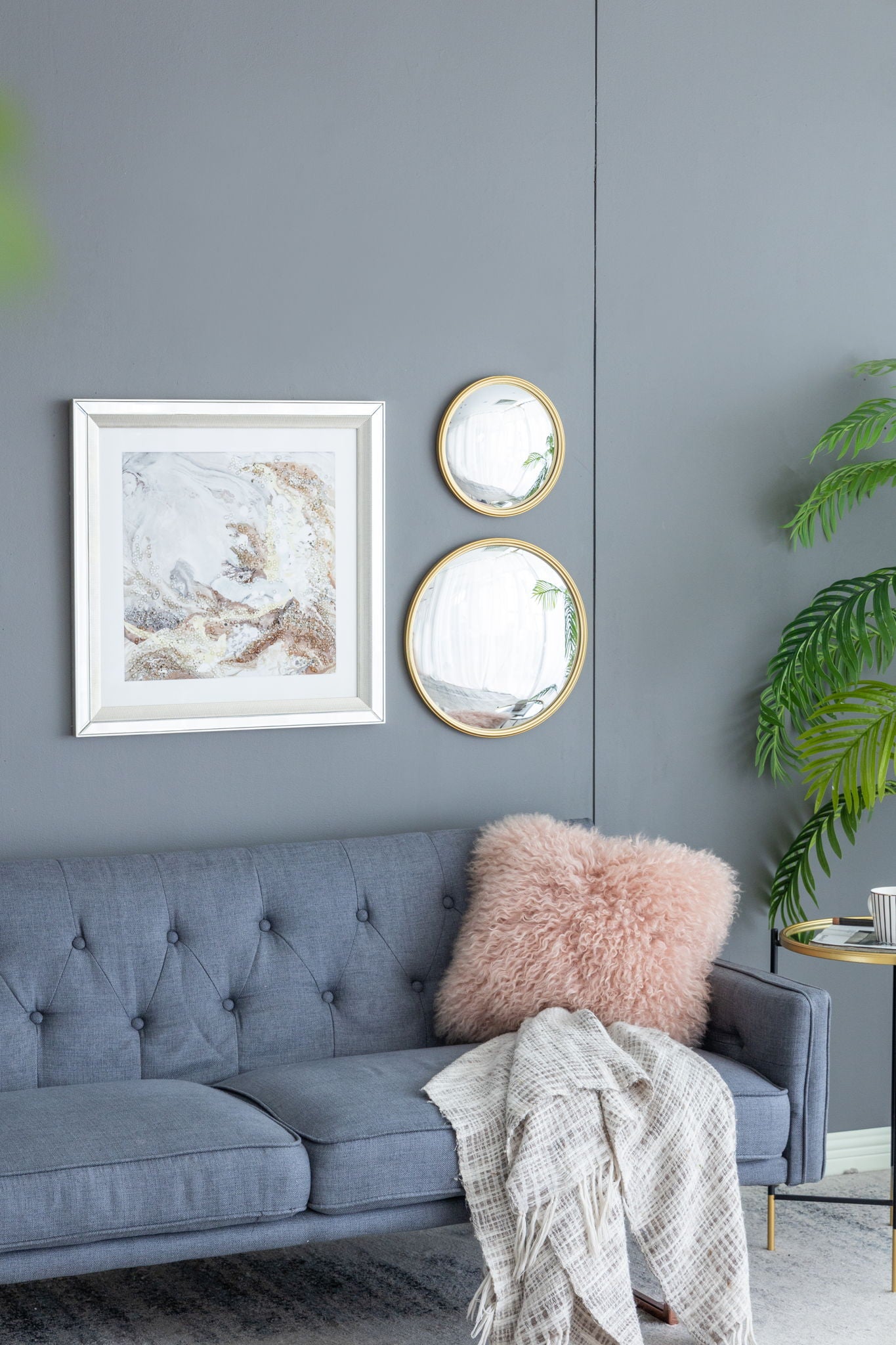 Round Mirror, Circle Mirror With Iron Frame For Living Room Bedroom Vanity Entryway Hallway