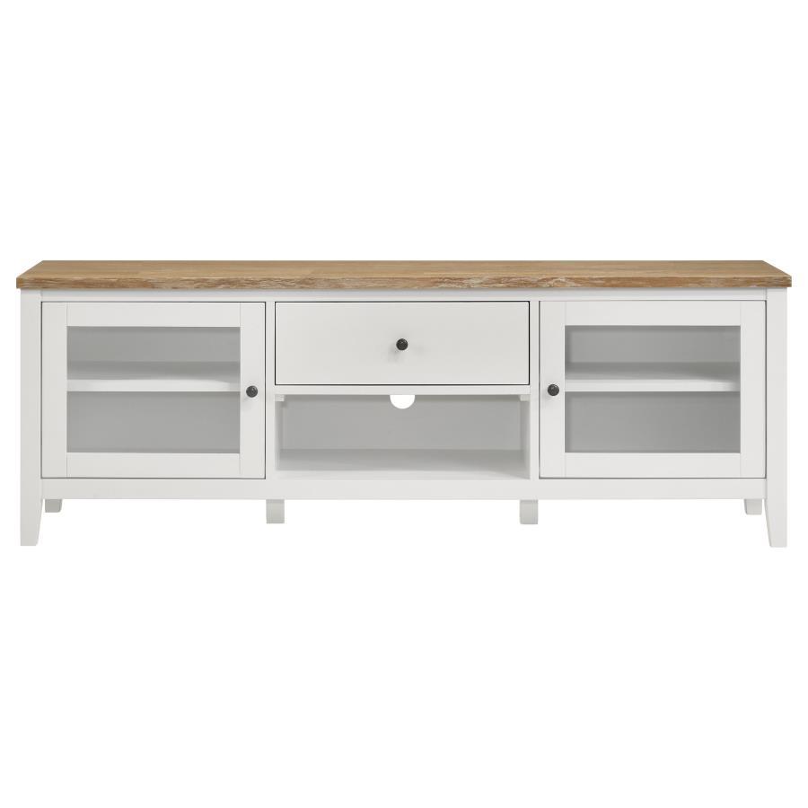 Coaster Fine Furniture Hollis - 2 Door Wood TV Stand With Drawer - Brown And White | Meri Furniture
