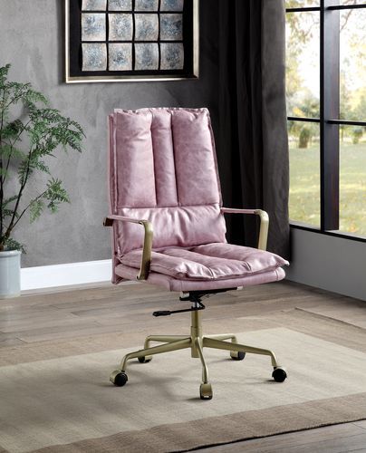 ACME Tinzud - Office Chair - Pink Top Grain Leather | Meri Furniture