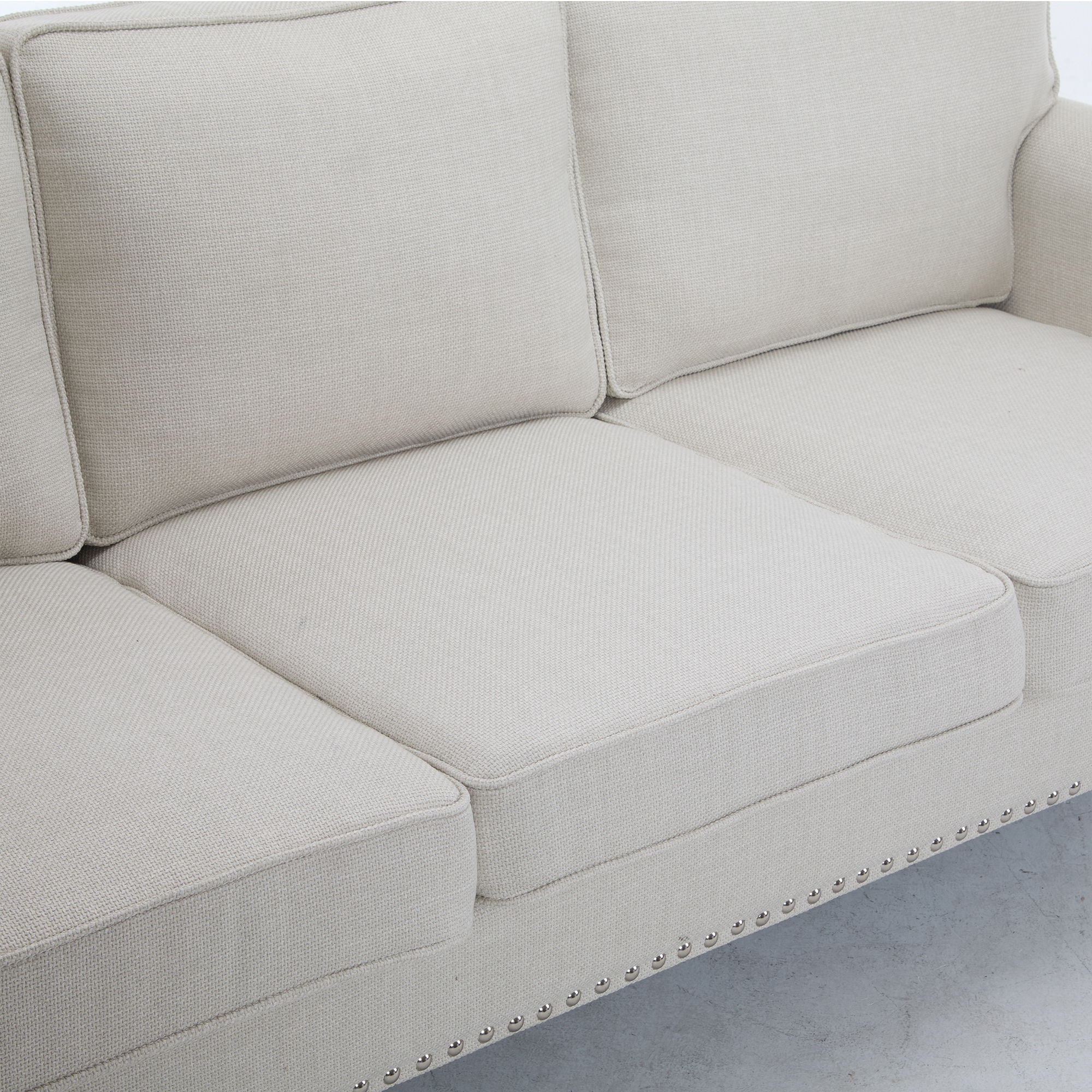 Rolled Arm Sofa With Nailhead Trim With Wooden Legs
