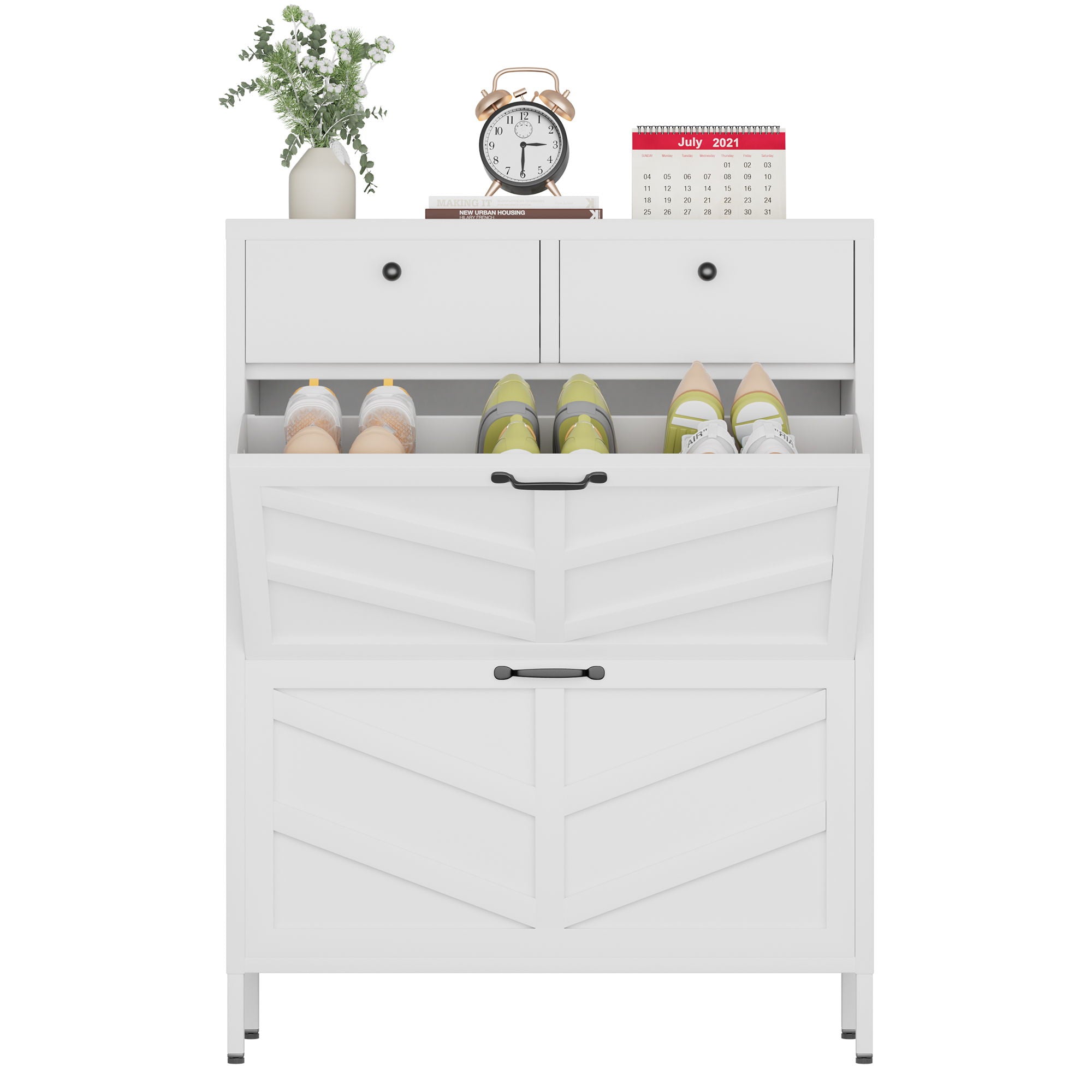 Shoe Cabinet With Flip Drawers