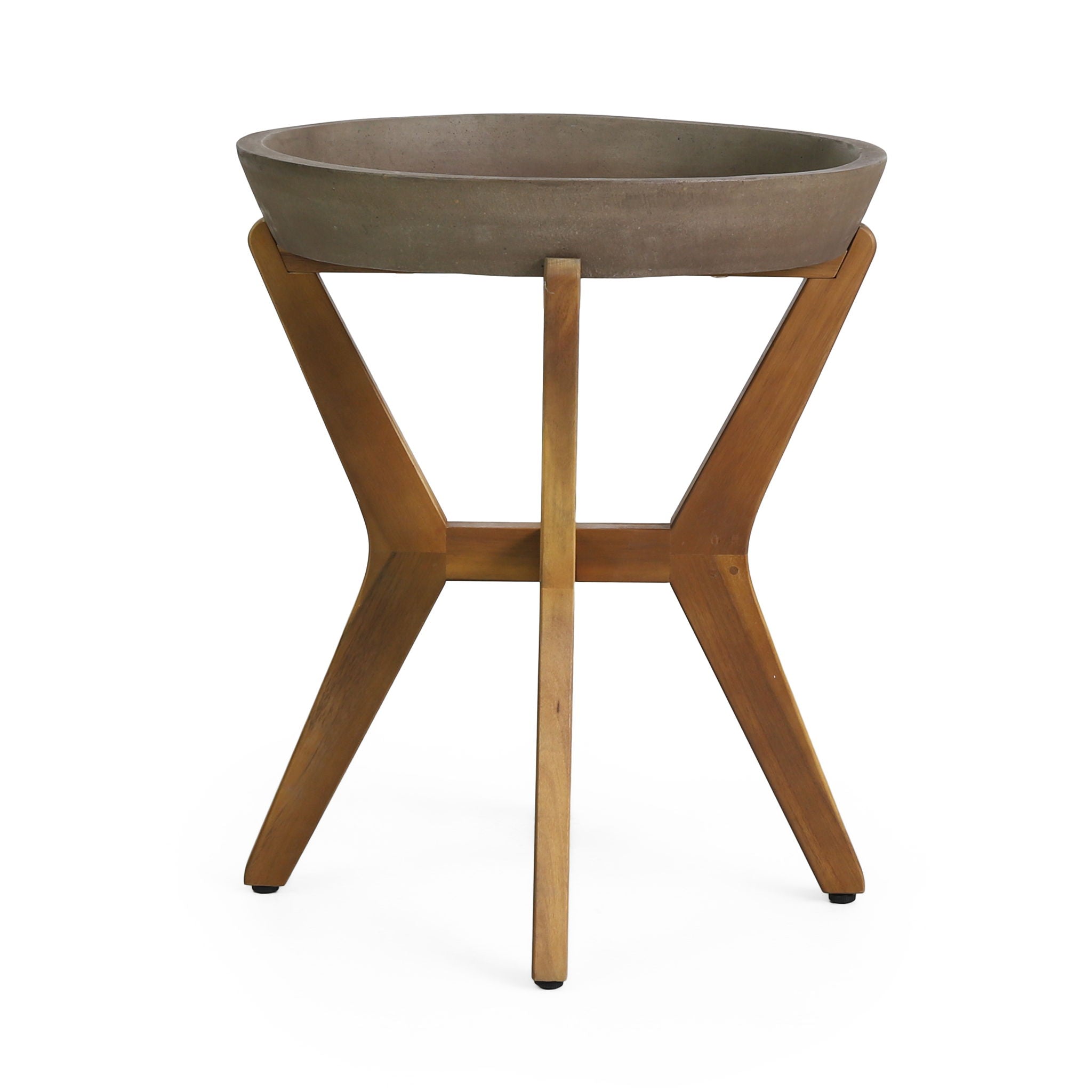 Yukon - Contemporary Side Table With Lightweight Concrete Top And Acacia Wood Frame - Gray