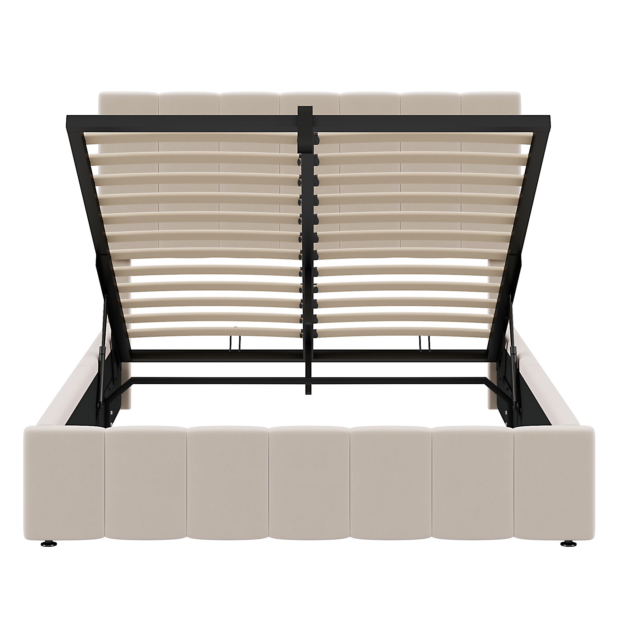 Elegant Upholstered Platform Bed With Hydraulic Storage System