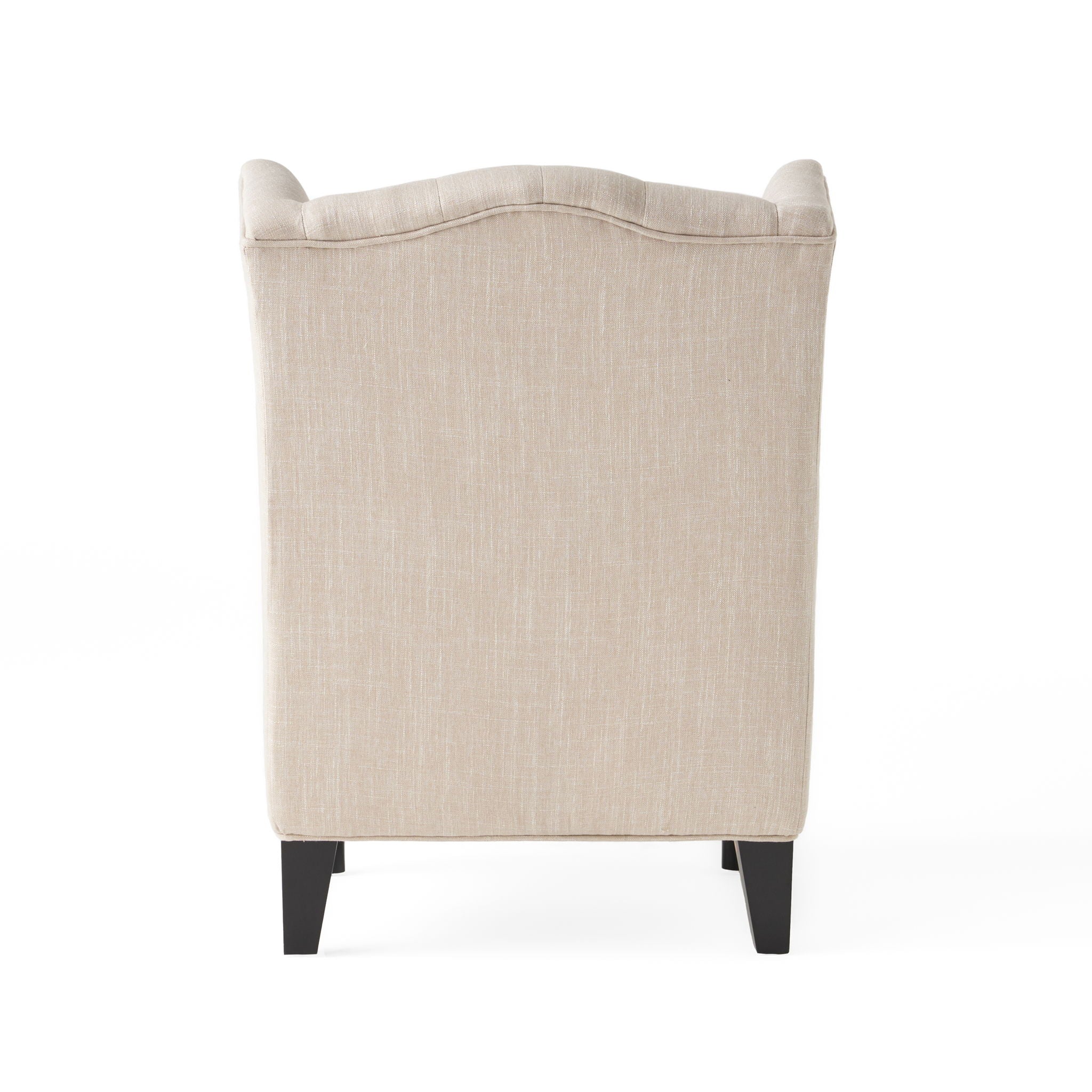 Contemporary Hi Back Club Chair With Wingback Design - Light Beige