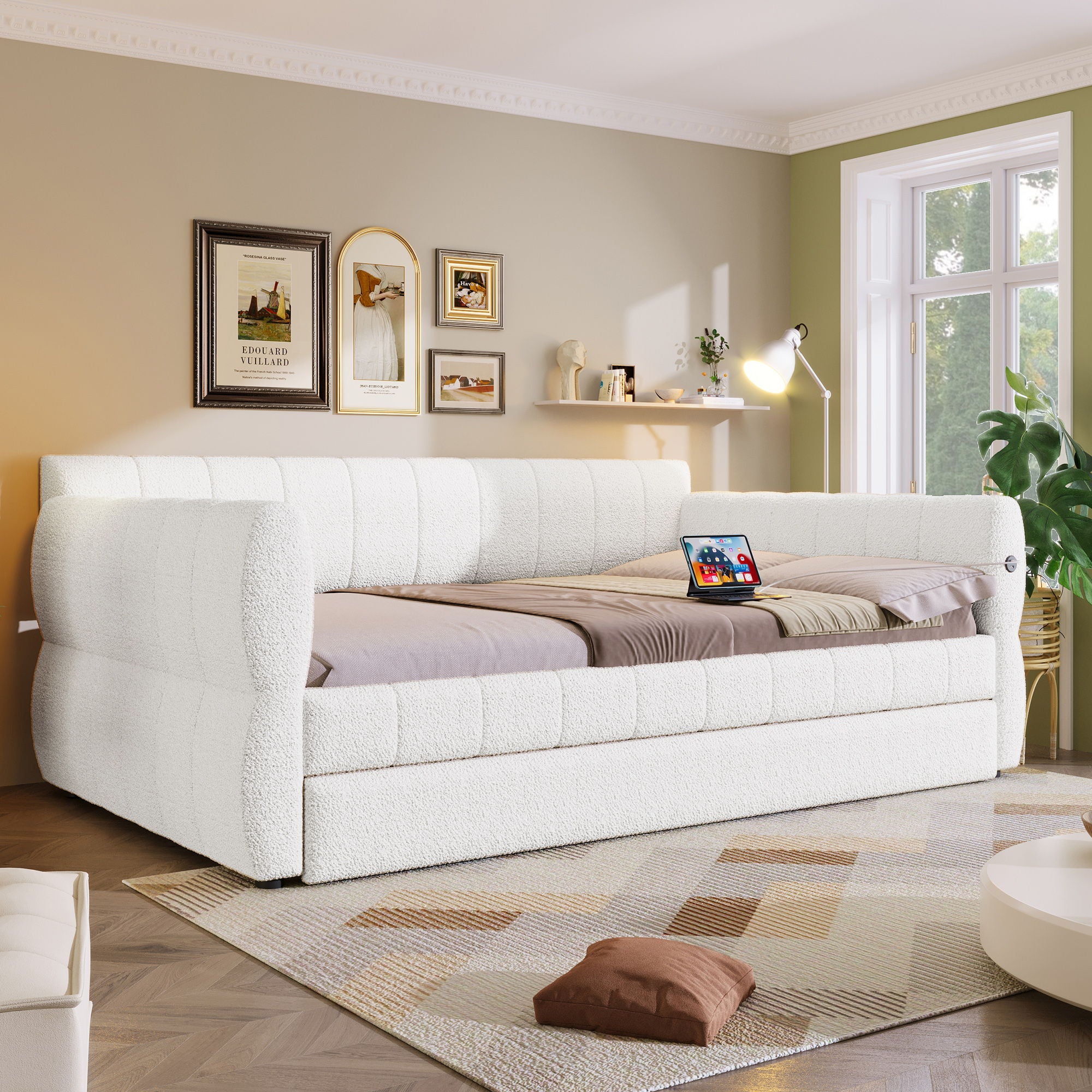 Upholstered Platform Bed With USB Charging