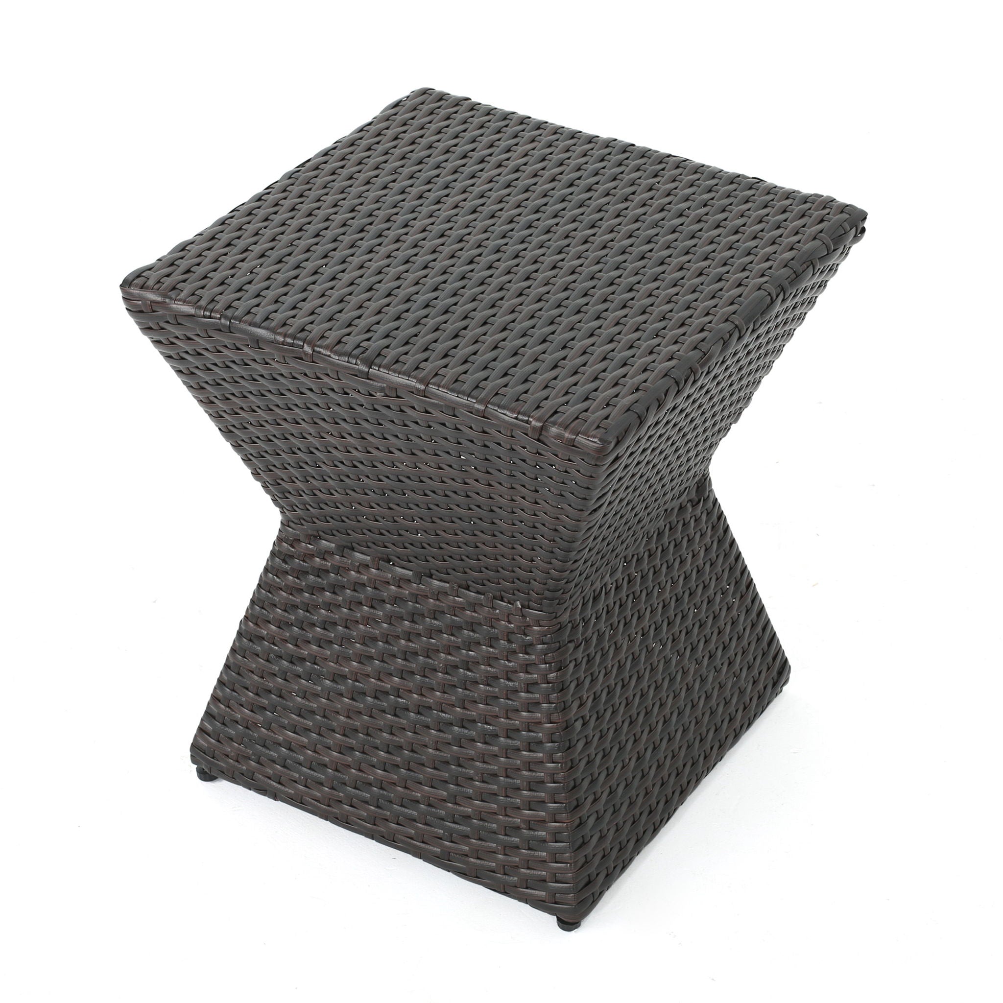 Outdoor Wicker End Table - Brown Multi