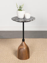 Ophelia - Round Marble Top Accent Side Table - Black