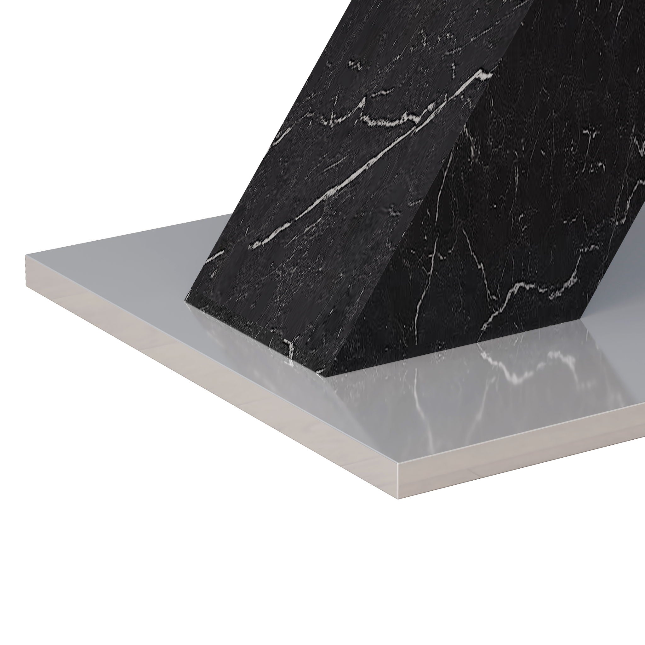 Rectangle Dining Table With Stretchable Top, X Shape Mdf Legs With Steel Base - White / Black