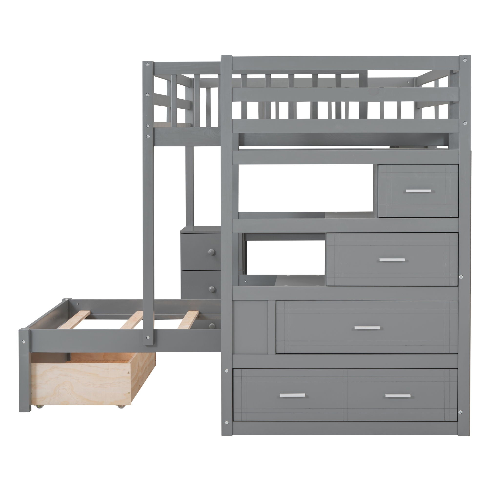 Bunk Bed With Desk, Drawers And Shelves