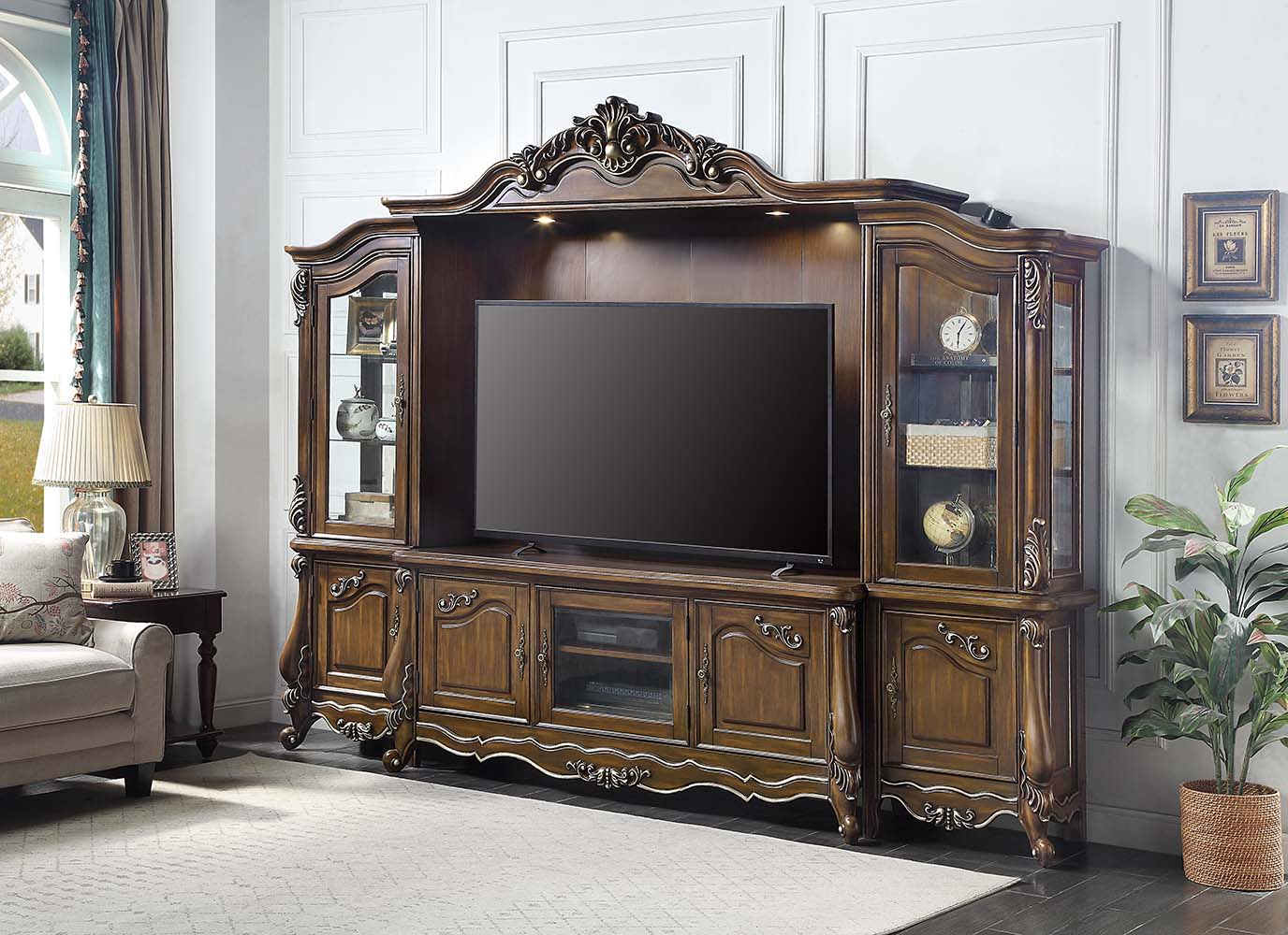 ACME Latisha - Entertainment Center - Antique Oak Finish | Meri Furniture